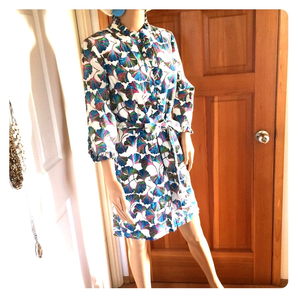 Vintage spring ginkgo print dress